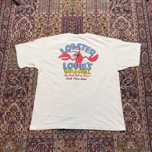 VTG 80s 90s Crazy Shirts Lobster Louies‎ Bar Grill T-Shirt White L USA Best Tail